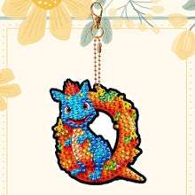 Load image into Gallery viewer, Double Sided Full Drill Keyring Special Shape Diamond Painting Keychain Dinosaur
