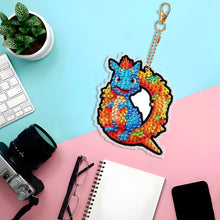 Load image into Gallery viewer, Double Sided Full Drill Keyring Special Shape Diamond Painting Keychain Dinosaur
