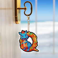Load image into Gallery viewer, Double Sided Full Drill Keyring Special Shape Diamond Painting Keychain Dinosaur
