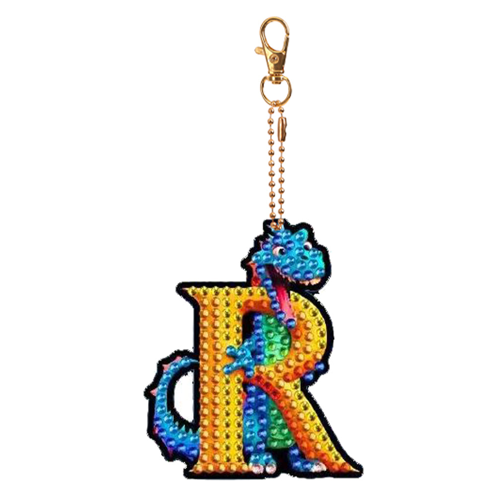 Double Sided Full Drill Keyring Special Shape Diamond Painting Keychain Dinosaur