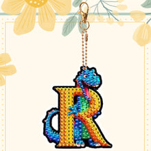 Load image into Gallery viewer, Double Sided Full Drill Keyring Special Shape Diamond Painting Keychain Dinosaur
