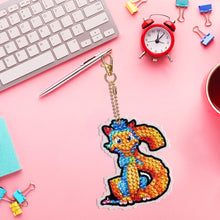 Load image into Gallery viewer, Double Sided Full Drill Keyring Special Shape Diamond Painting Keychain Dinosaur
