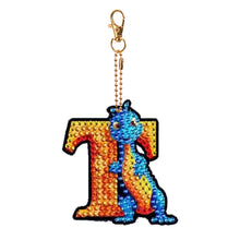 Load image into Gallery viewer, Double Sided Full Drill Keyring Special Shape Diamond Painting Keychain Dinosaur

