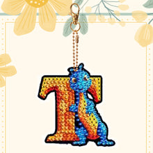 Load image into Gallery viewer, Double Sided Full Drill Keyring Special Shape Diamond Painting Keychain Dinosaur
