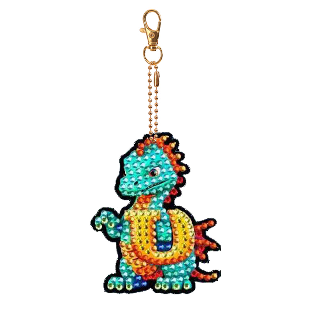 Double Sided Full Drill Keyring Special Shape Diamond Painting Keychain Dinosaur