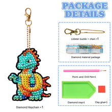Load image into Gallery viewer, Double Sided Full Drill Keyring Special Shape Diamond Painting Keychain Dinosaur
