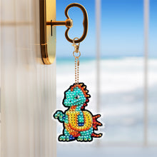 Load image into Gallery viewer, Double Sided Full Drill Keyring Special Shape Diamond Painting Keychain Dinosaur
