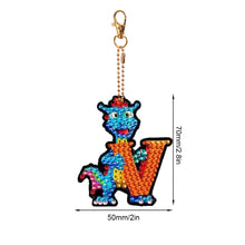 Load image into Gallery viewer, Double Sided Full Drill Keyring Special Shape Diamond Painting Keychain Dinosaur
