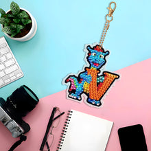 Load image into Gallery viewer, Double Sided Full Drill Keyring Special Shape Diamond Painting Keychain Dinosaur
