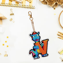 Load image into Gallery viewer, Double Sided Full Drill Keyring Special Shape Diamond Painting Keychain Dinosaur
