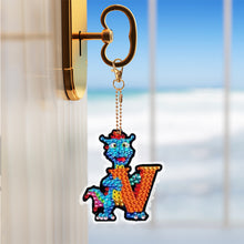 Load image into Gallery viewer, Double Sided Full Drill Keyring Special Shape Diamond Painting Keychain Dinosaur
