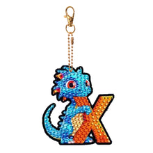 Load image into Gallery viewer, Double Sided Full Drill Keyring Special Shape Diamond Painting Keychain Dinosaur
