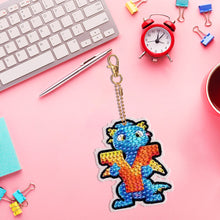Load image into Gallery viewer, Double Sided Full Drill Keyring Special Shape Diamond Painting Keychain Dinosaur
