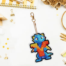 Load image into Gallery viewer, Double Sided Full Drill Keyring Special Shape Diamond Painting Keychain Dinosaur
