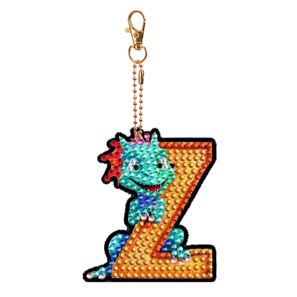 Double Sided Full Drill Keyring Special Shape Diamond Painting Keychain Dinosaur