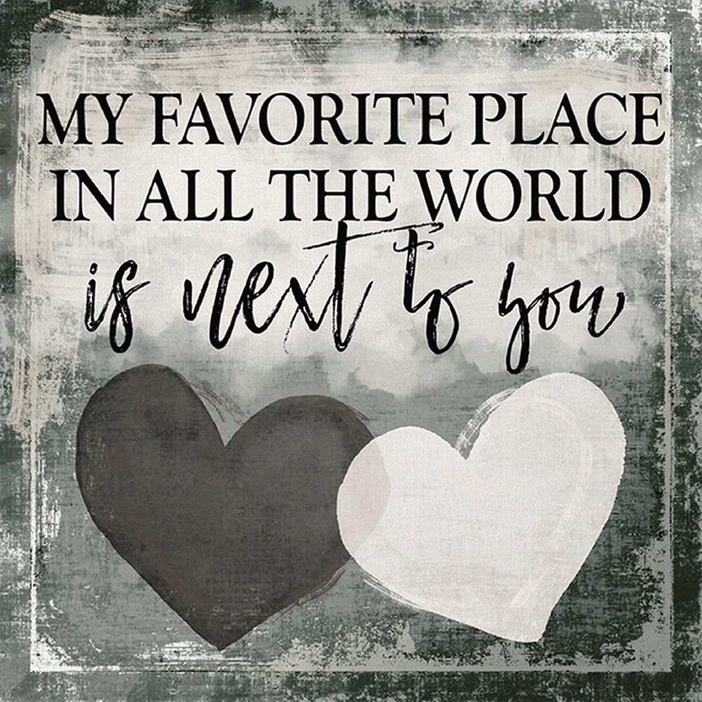 Diamond Painting - Full Round - black and white love heart (50*50CM)