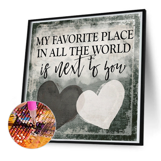 Diamond Painting - Full Round - black and white love heart (50*50CM)