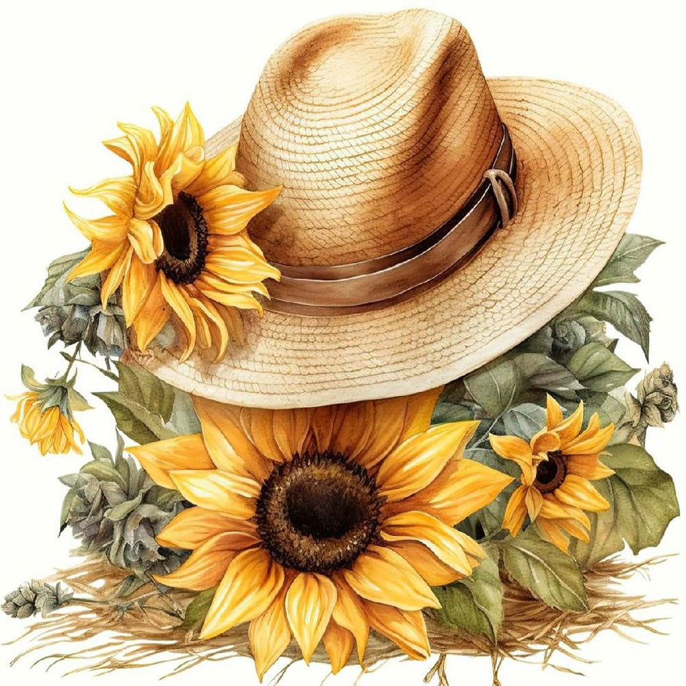 Diamond Painting - Full Round - sunflower straw hat (40*40CM)