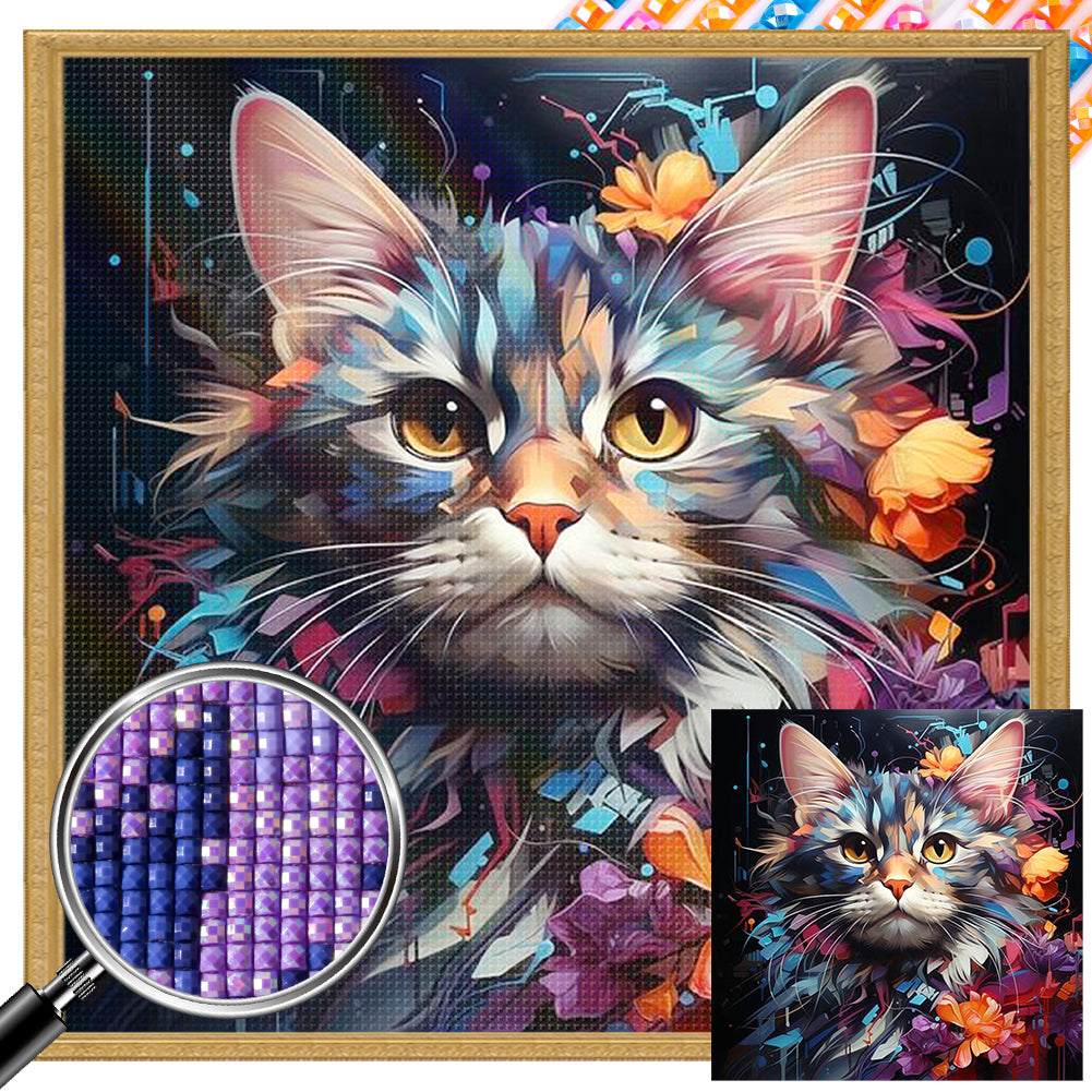 AB Diamond Painting - Full Square - Colorful cats (40*40CM)