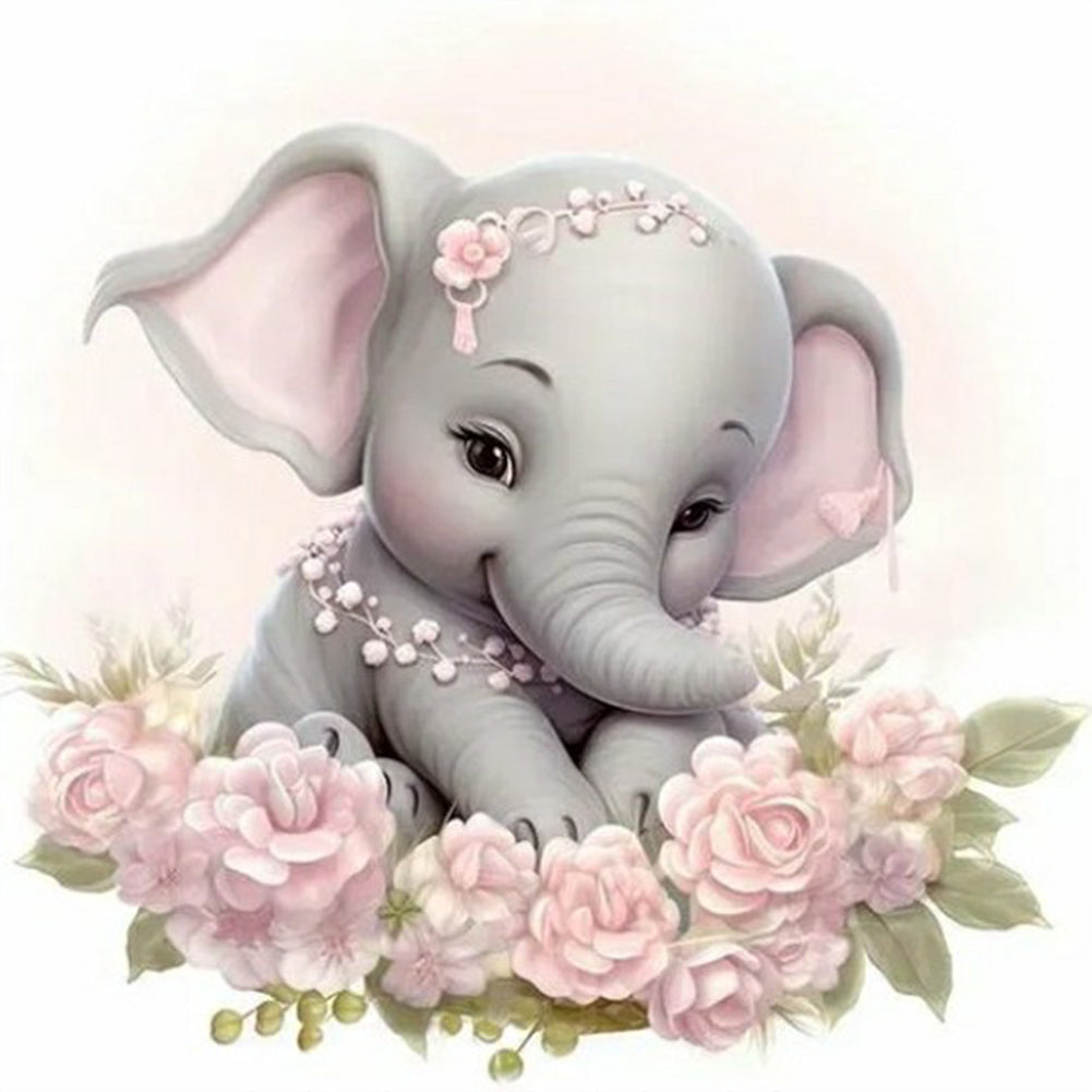 Diamond Painting - Full Round - flower elephant (40*40CM)