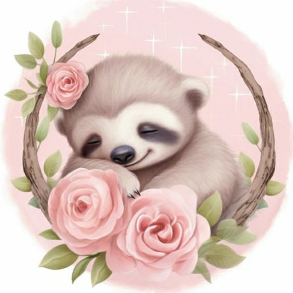 Diamond Painting - Full Round - flower sloth (40*40CM)