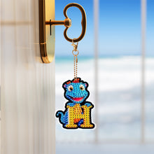 Load image into Gallery viewer, 7PCS Double Sided Diamond Painting Art Keychain Pendant (Dinosaur 26 Letters #2)

