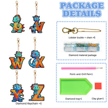 Load image into Gallery viewer, 6PCS Double Sided Diamond Painting Art Keychain Pendant (Dinosaur 26 Letters #4)
