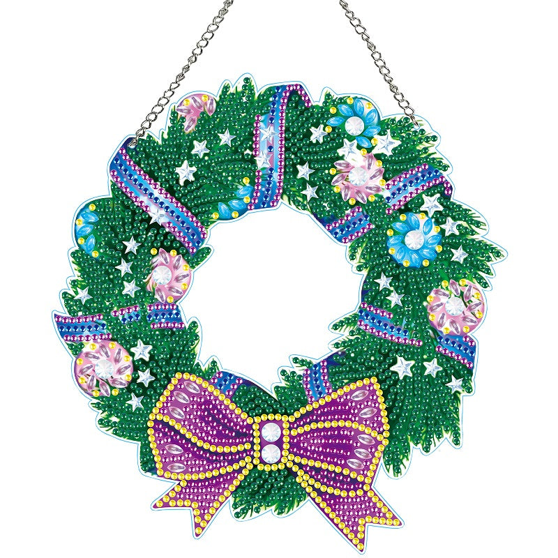 Special Shaped Crystal Painting Wreath Kit Cat Christmas Decor Penguin and Santa