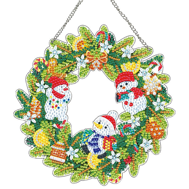 Special Shaped Crystal Painting Wreath Kit Cat Christmas Decor Penguin and Santa