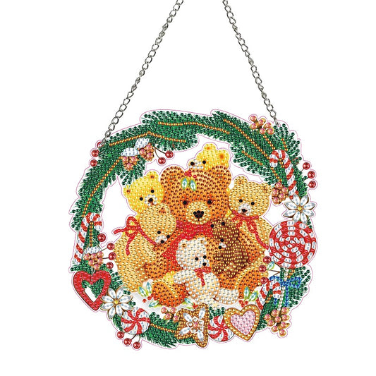 Special Shaped Crystal Painting Wreath Kit Cat Christmas Decor Penguin and Santa