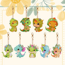 Load image into Gallery viewer, 9PCS Double Sided Full Drill Keyring Forest Dinosaur for Adult Kid Handbag Decor
