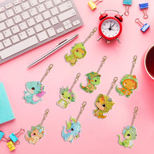 Load image into Gallery viewer, 9PCS Double Sided Full Drill Keyring Forest Dinosaur for Adult Kid Handbag Decor
