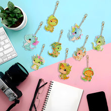 Load image into Gallery viewer, 9PCS Double Sided Full Drill Keyring Forest Dinosaur for Adult Kid Handbag Decor
