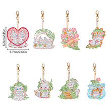 Load image into Gallery viewer, 8PCS Rhinestone Painting Keychain Pendant Elegant Lotus Double Sided Fresh Bunny

