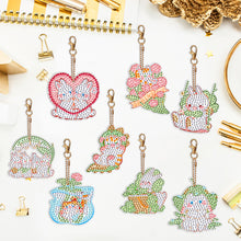 Load image into Gallery viewer, 8PCS Rhinestone Painting Keychain Pendant Elegant Lotus Double Sided Fresh Bunny
