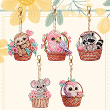 Load image into Gallery viewer, 5PCS Diamond Art Keyring Basket Animal Double Sided Rhinestone Painting Keychain

