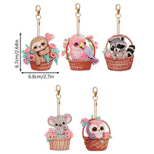 Load image into Gallery viewer, 5PCS Diamond Art Keyring Basket Animal Double Sided Rhinestone Painting Keychain
