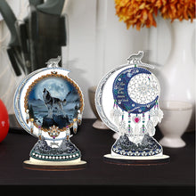 Load image into Gallery viewer, 2PCS Wooden Dreamcatcher Wolf Table Top Diamond Painting Decor (#1)

