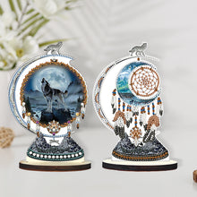 Load image into Gallery viewer, 2PCS Wooden Dreamcatcher Wolf Table Top Diamond Painting Decor (#2)

