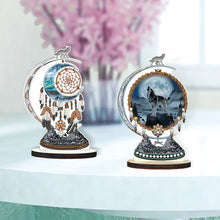 Load image into Gallery viewer, 2PCS Wooden Dreamcatcher Wolf Table Top Diamond Painting Decor (#2)
