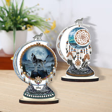 Load image into Gallery viewer, 2PCS Wooden Dreamcatcher Wolf Table Top Diamond Painting Decor (#2)

