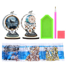 Load image into Gallery viewer, 2PCS Wooden Dreamcatcher Wolf Table Top Diamond Painting Decor (#2)
