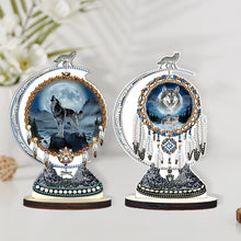 Load image into Gallery viewer, 2PCS Wooden Dreamcatcher Wolf Table Top Diamond Painting Decor (#4)
