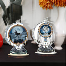Load image into Gallery viewer, 2PCS Wooden Dreamcatcher Wolf Table Top Diamond Painting Decor (#4)
