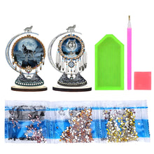 Load image into Gallery viewer, 2PCS Wooden Dreamcatcher Wolf Table Top Diamond Painting Decor (#4)
