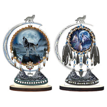 Load image into Gallery viewer, 2PCS Wooden Dreamcatcher Wolf Table Top Diamond Painting Decor (#6)
