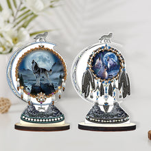 Load image into Gallery viewer, 2PCS Wooden Dreamcatcher Wolf Table Top Diamond Painting Decor (#6)
