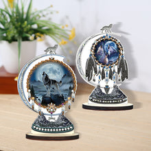 Load image into Gallery viewer, 2PCS Wooden Dreamcatcher Wolf Table Top Diamond Painting Decor (#6)

