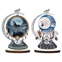 Load image into Gallery viewer, 2PCS Wooden Dreamcatcher Wolf Table Top Diamond Painting Decor (#8)
