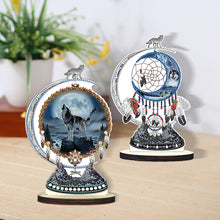 Load image into Gallery viewer, 2PCS Wooden Dreamcatcher Wolf Table Top Diamond Painting Decor (#8)
